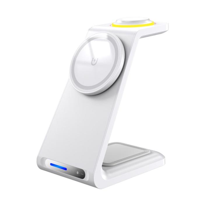 OEM - HT-546 15W Magnetisk Trådlös Laddare med Ställning och Nattljus - Vit