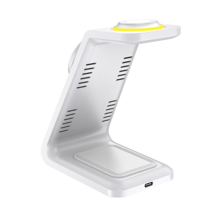 OEM - HT-546 15W Magnetisk Trådlös Laddare med Ställning och Nattljus - Vit