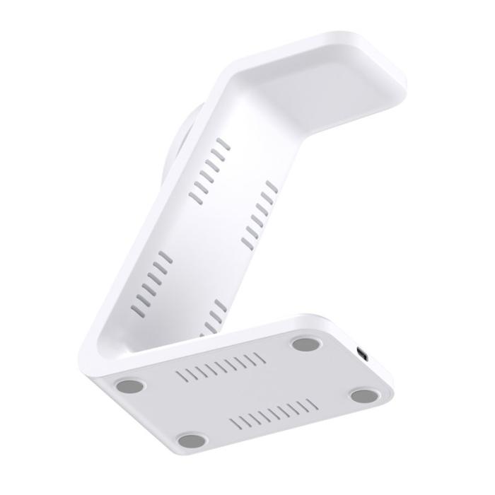 OEM - HT-546 15W Magnetisk Trådlös Laddare med Ställning och Nattljus - Vit