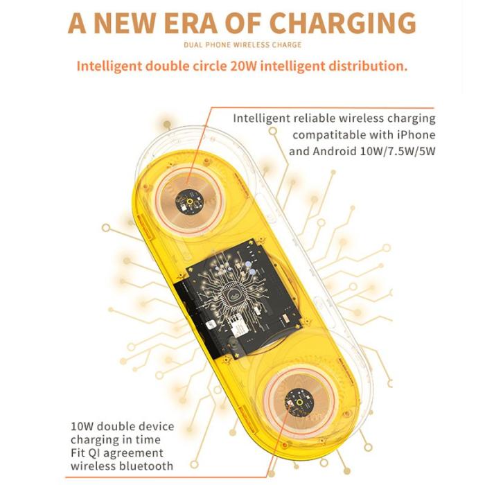 OEM - ICARER FAMILY 2-i-1 Söt Cartoon Design Trådlös Laddare - Rosa