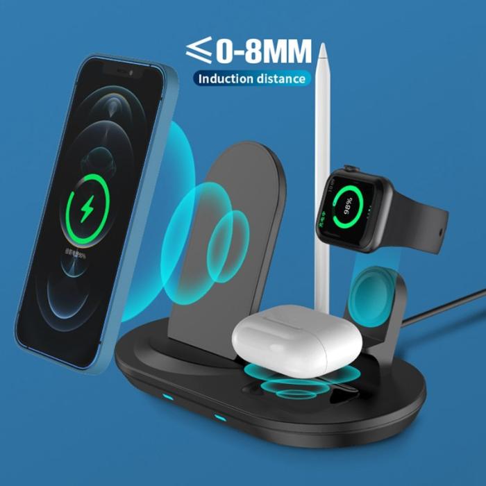 OEM - JJT-885 4 i 1 Trådlös Laddare för iPhone / Apple Watch / AirPods - Svart
