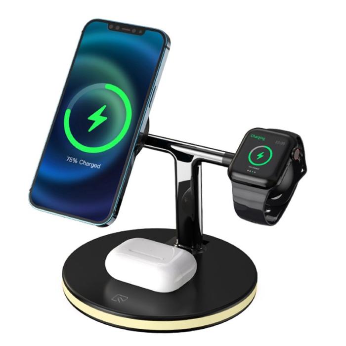 OEM - JJT-980 Skrivbords laddningsställ 3-i-1 Magnetisk trådlös - Svart