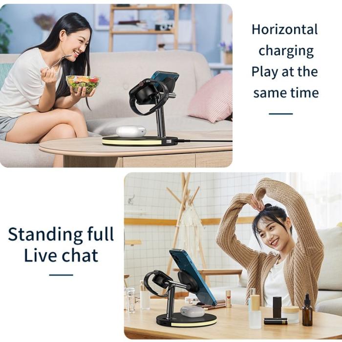 OEM - JJT-980 Skrivbords laddningsställ 3-i-1 Magnetisk trådlös - Svart