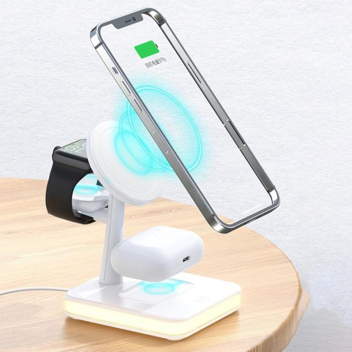 OEM - JJT-991 4-i-1 Magnetisk Trådlös Laddare för iPhone / Apple Watch / AirPods