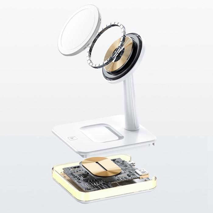 OEM - JJT-992 3-i-1 Magnetisk Trådlös Laddare med USB för iPhone/AirPods - Svart