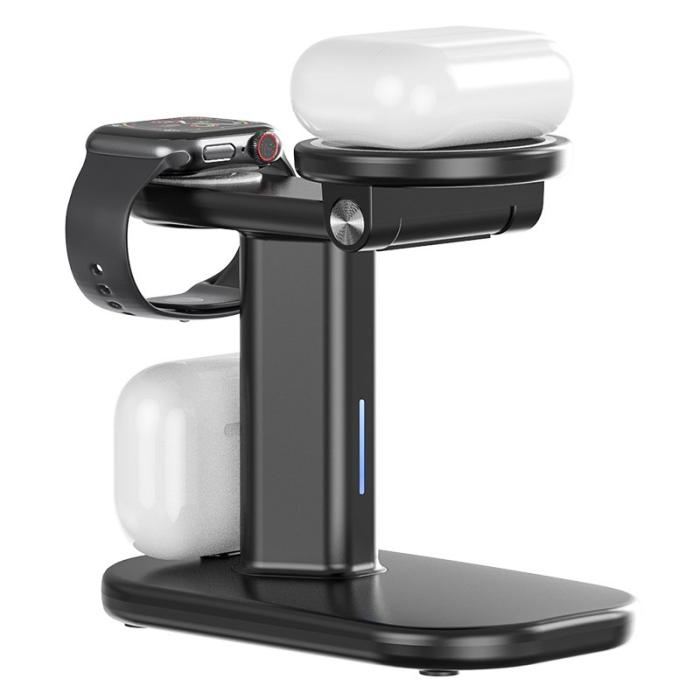 OEM - JJT-A70 3-i-1 15W Magnetisk Rotabel Trådlös Laddare - Svart