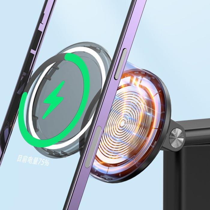 OEM - JJT-A70 3-i-1 15W Magnetisk Rotabel Trådlös Laddare - Svart