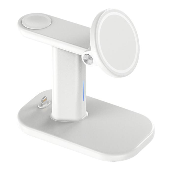 OEM - JJT-A70 3-i-1 15W Magnetisk Rotabel Trådlös Laddare - Vit