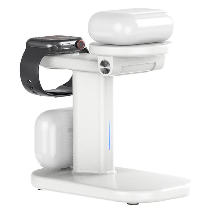 OEM - JJT-A70 3-i-1 15W Magnetisk Rotabel Trådlös Laddare - Vit