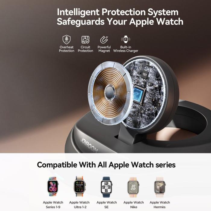 OEM - JOYROOM JR-W12 Fällbar trådlös laddare för Apple Watch, svart