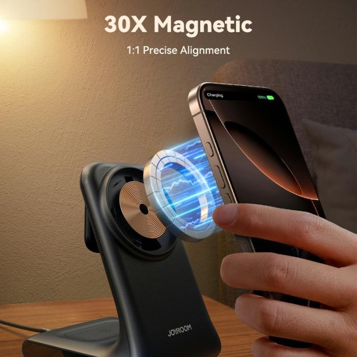 OEM - JOYROOM JR-W15 3-i-1 Magnetisk Trådlös Laddare för iPhone/Apple Watch/Airpods