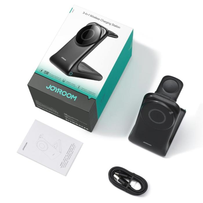 OEM - JOYROOM JR-W15 3-i-1 Magnetisk Trådlös Laddare för iPhone/Apple Watch/Airpods