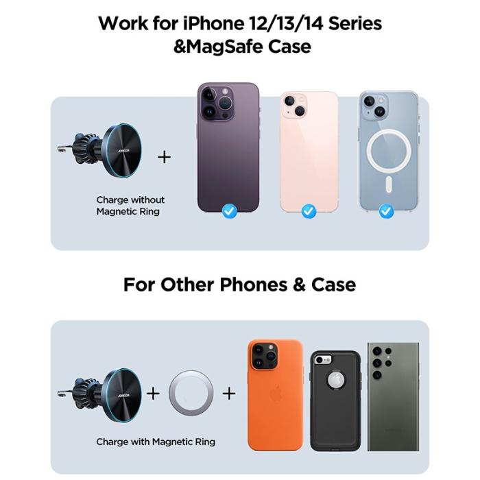 OEM - JOYROOM JR-ZS240 Pro Bilventilationsfäste 15W Magnetisk Trådlös Laddare