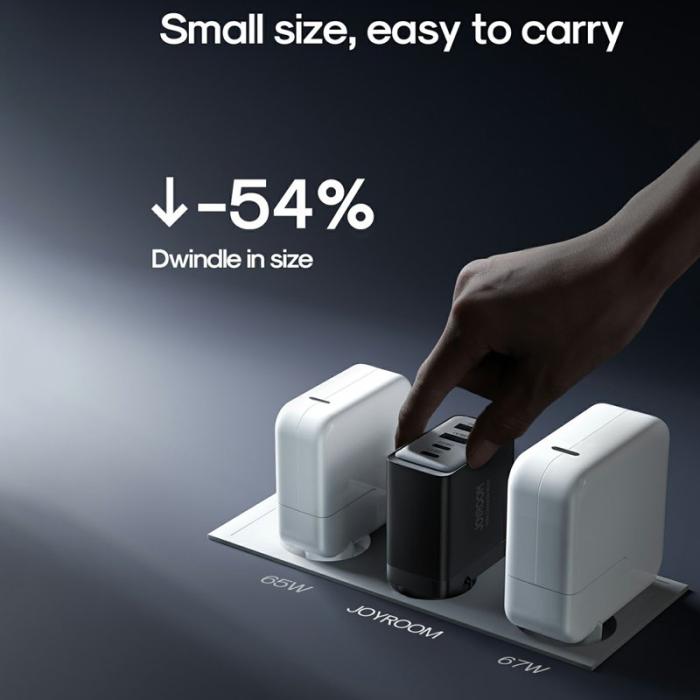 OEM - JOYROOM TCG02 GaN Ultra 67W Snabbladdare 4-Port USB+Type-C, svart