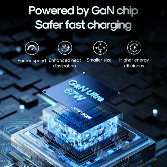 OEM - JOYROOM TCG02 GaN Ultra 67W Snabbladdare 4-Port USB+Type-C, svart