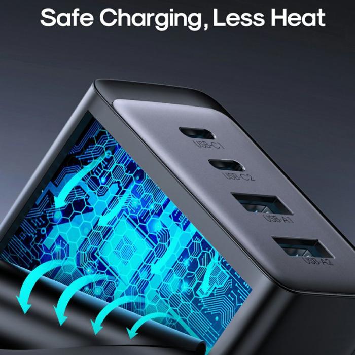 OEM - JOYROOM TCG02 GaN Ultra 67W Snabbladdare 4-Port USB+Type-C, svart