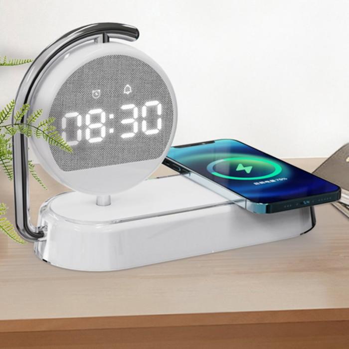 OEM - K01T 15W Trådlös laddare 3-i-1 Skrivbordsladdningsstation med LED-lampa