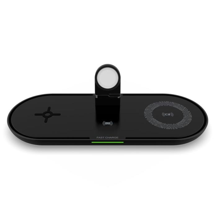 OEM - K1000 4-i-1 Qi Trådlös Snabbladdare Dockningsstation för Apple Watch - Svart