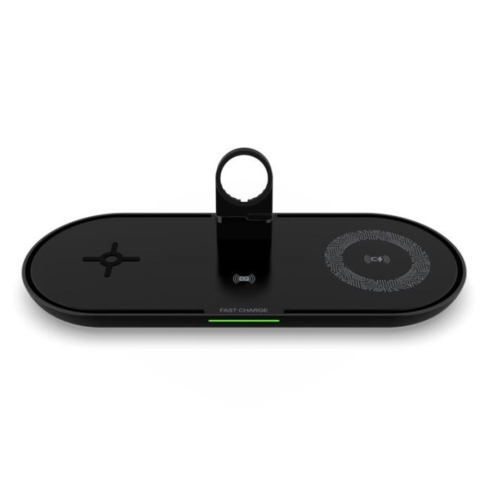 OEM - K1000 4-i-1 Qi Trådlös Snabbladdare Dockningsstation för Apple Watch - Svart