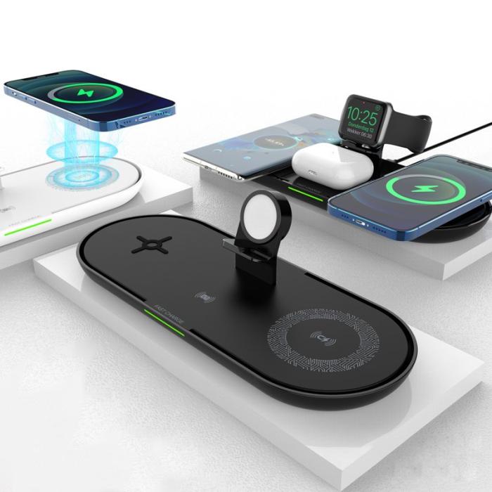 OEM - K1000 4-i-1 Qi Trådlös Snabbladdare Dockningsstation för Apple Watch - Svart