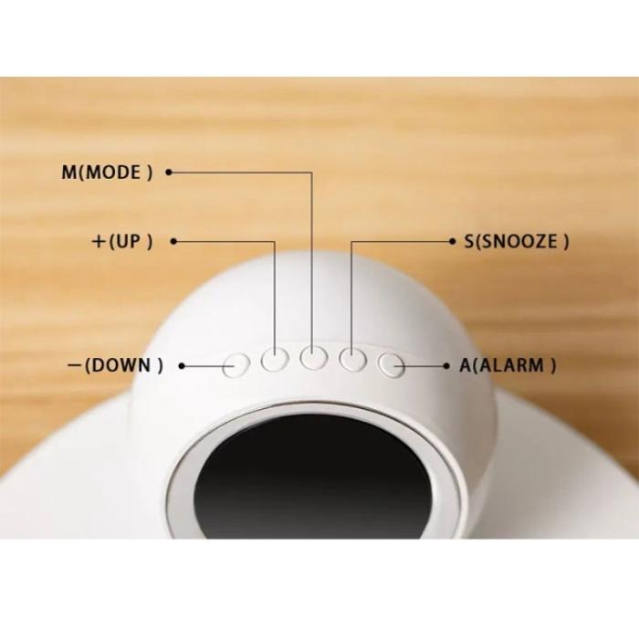 OEM - K22T Trådlös laddningsstation 15W med roterande klocka och nattlampa - Vit