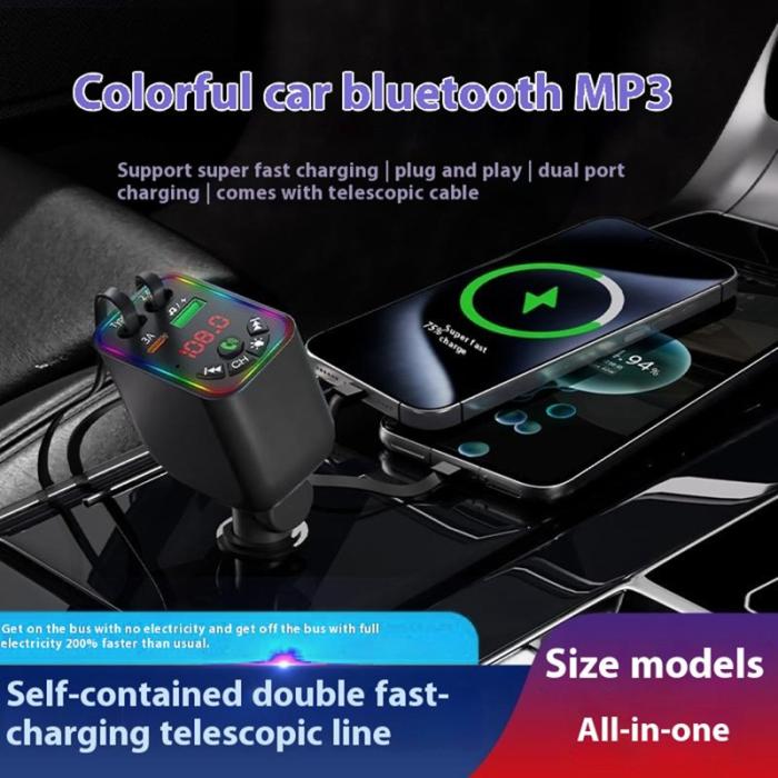 OEM - L5 Bil Bluetooth MP3-spelare med handsfree, FM-sändare, snabb laddare, svart