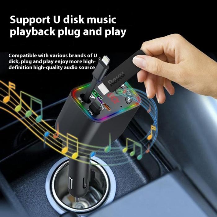 OEM - L5 Bil Bluetooth MP3-spelare med handsfree, FM-sändare, snabb laddare, svart