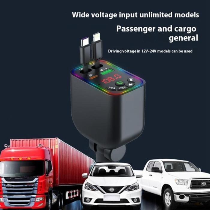 OEM - L5 Bil Bluetooth MP3-spelare med handsfree, FM-sändare, snabb laddare, svart