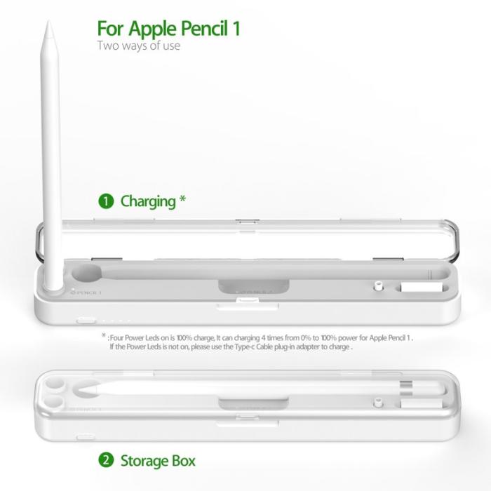 OEM - Laddningslåda för Apple Pencil 1:a/2:a generationen 2 i 1 Trådlös/Trådbunden