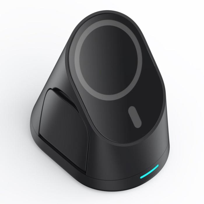 OEM - LFX-179 3-i-1 15W Trådlös Laddare Fällbar Snabbladdningsdocka Magnetisk - Svart