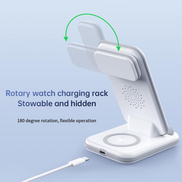 OEM - LFX-180 Trådlös laddare för telefon, smartklocka och hörlurar med väckarklocka