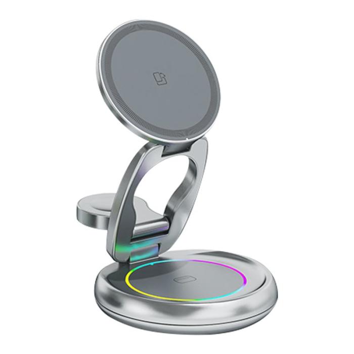 OEM - LFX-208 3-i-1 Trådlös Laddare 15W Snabbladdning för iPhone - Grå