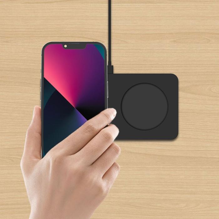 OEM - M15 30W 2 i 1 Magnetisk Trådlös Laddare för Telefon och Hörlurar - Svart