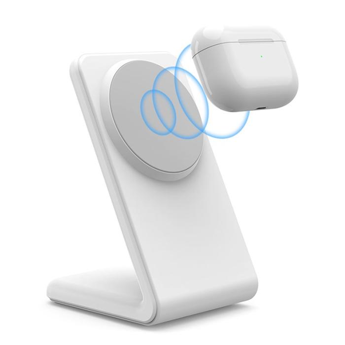 OEM - M2 15W Trådlös laddningsställ för iPhone 12/13/14/15 - Vit / Grå