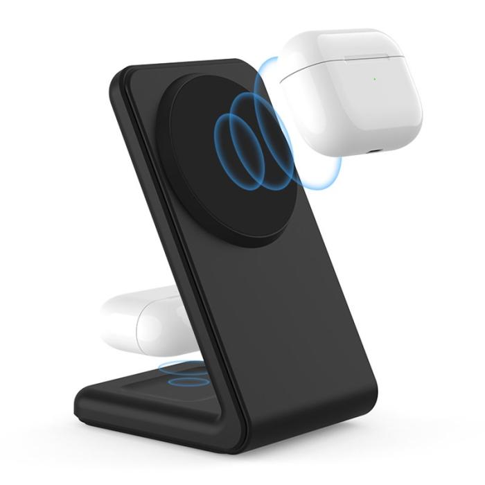 OEM - M2A 2-i-1 Magnetisk Trådlös Laddare Vertikal Ställning för AirPods Pro/iPhone