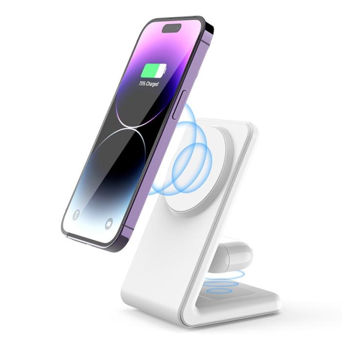 OEM - M2A 2-i-1 Magnetisk Trådlös Laddare Vertikal Ställning för AirPods Pro/iPhone