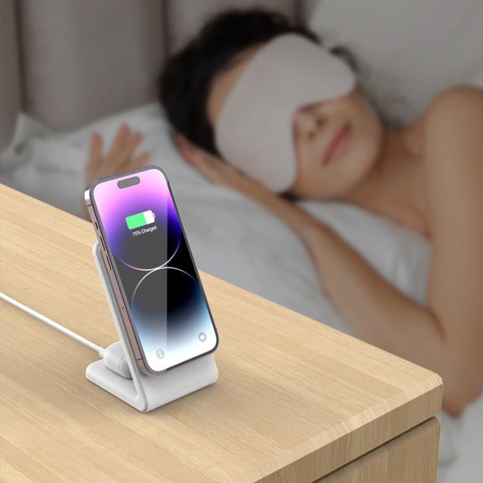 OEM - M2A 2-i-1 Magnetisk Trådlös Laddare Vertikal Ställning för AirPods Pro/iPhone