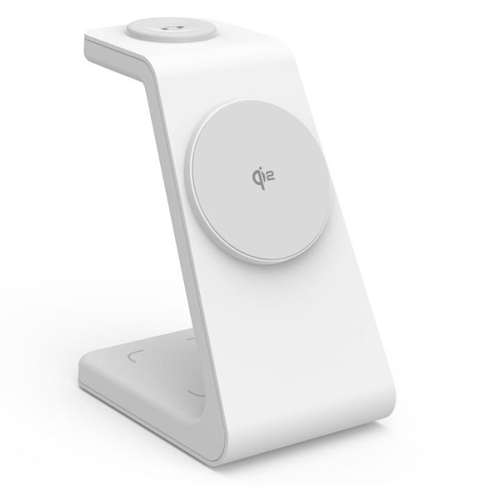 OEM - M3 3-i-1 Magnetisk Trådlös Laddare för iPhone, Apple Watch, AirPods - Vit
