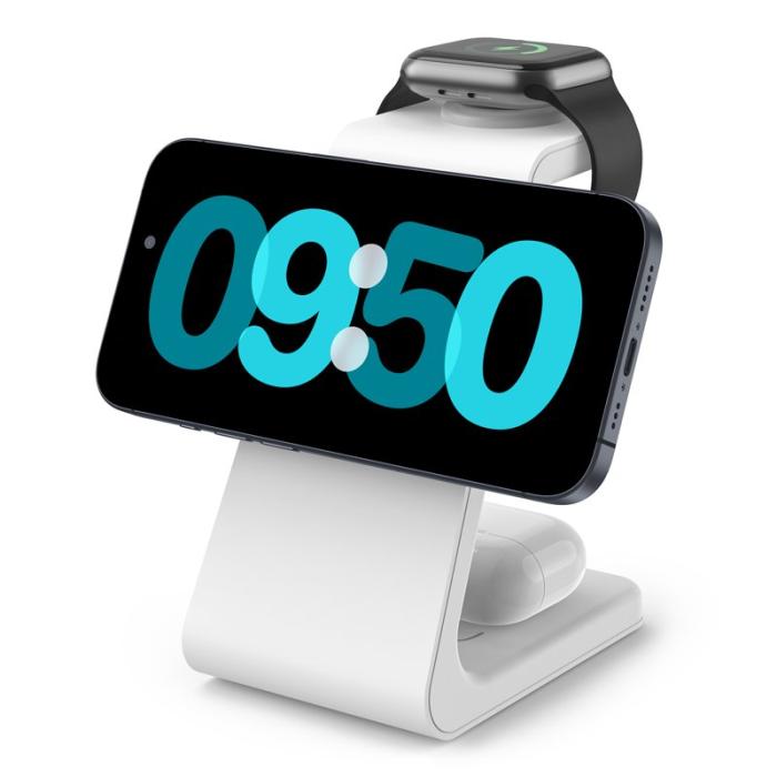 OEM - M3 3-i-1 Magnetisk Trådlös Laddare för iPhone, Apple Watch, AirPods - Vit