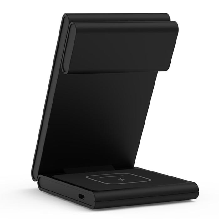 OEM - M5 Fällbar 15W Laddningsställ för iPhone 12-15 / iWatch / AirPods - Svart