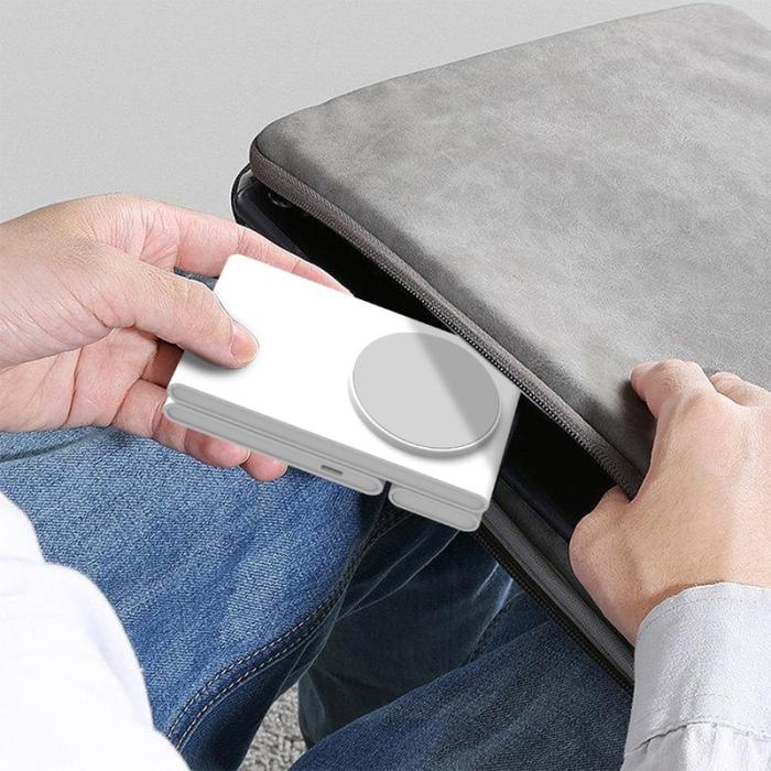 OEM - M5 Fällbar 15W Laddningsställ för iPhone 12-15 / iWatch / AirPods - Vit+Grå