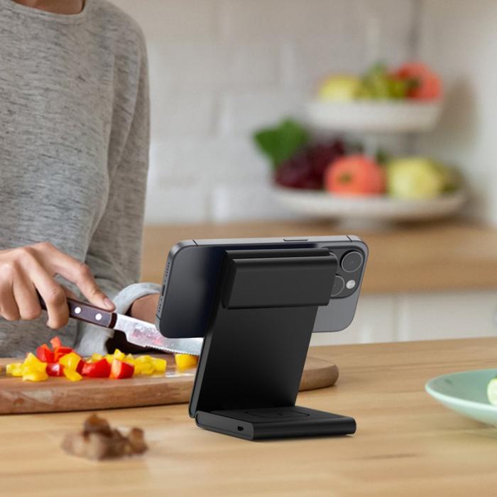 OEM - M5 Certifierad Magnetisk Trådlös Laddare 3-i-1 Fällbar - Svart