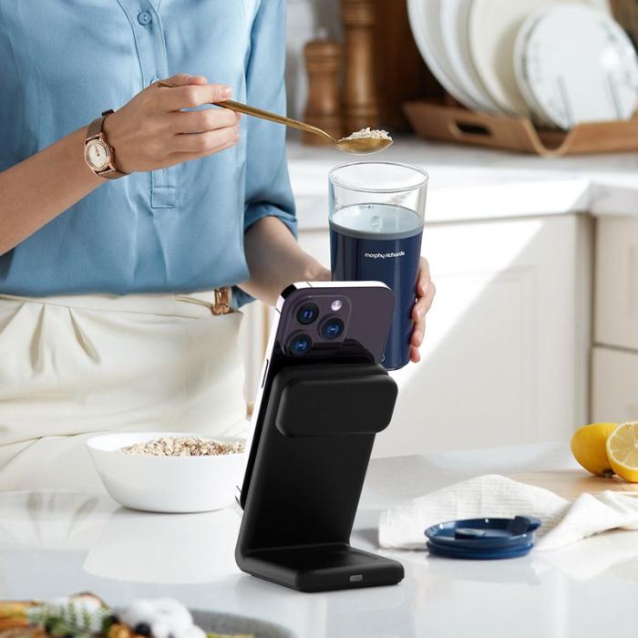 OEM - M7 3-i-1 magnetisk trådlös laddare 15W för iPhone 12-15, svart