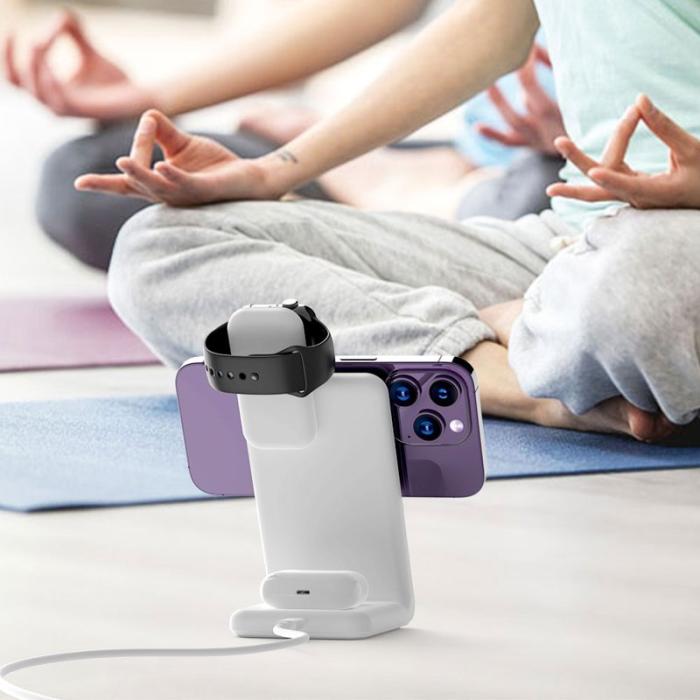 OEM - M7 3-i-1 magnetisk trådlös laddare 15W för iPhone 12-15, vit