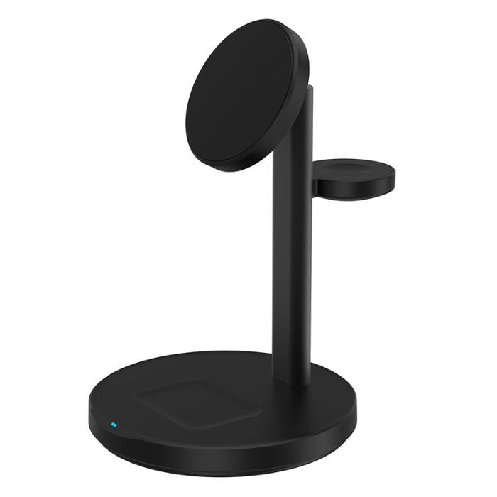OEM - M9 MagSafe Trådlös Laddare 3-i-1 15W Magnetisk Ställning - Svart