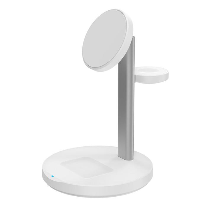OEM - M9 MagSafe Trådlös Laddare 3-i-1 15W Magnetisk Ställning - Vit