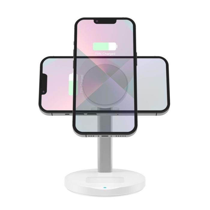 OEM - M9 MagSafe Trådlös Laddare 3-i-1 15W Magnetisk Ställning - Vit