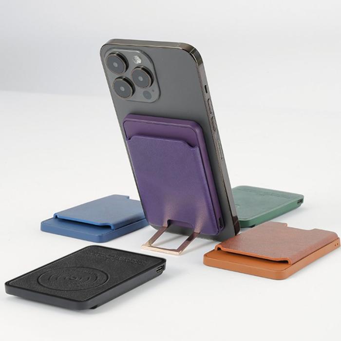 OEM - Magnetisk trådlös laddare 4-i-1 15W med ställ och kortfack - Blå