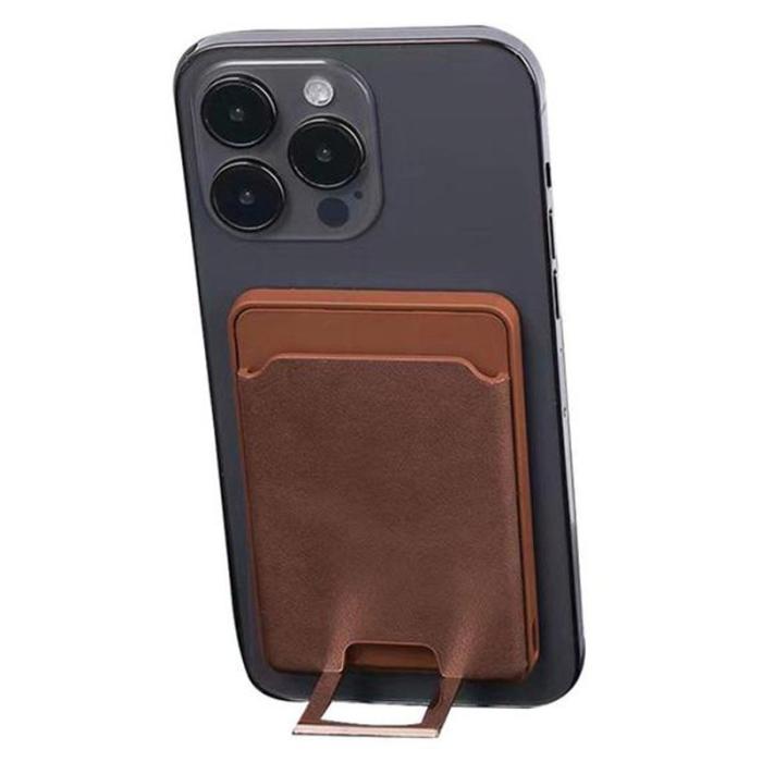 OEM - Magnetisk trådlös laddare 4-i-1 15W med ställ och kortfack - Brun