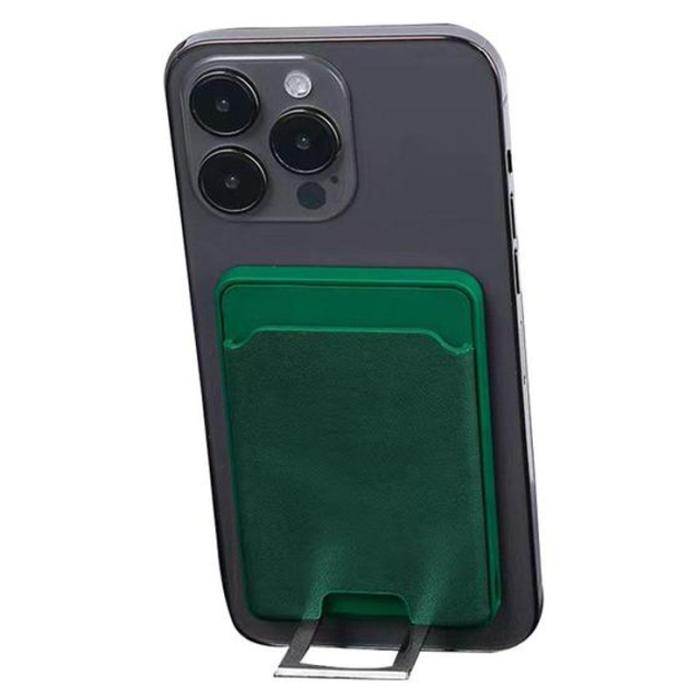 OEM - Magnetisk trådlös laddare 4-i-1 15W med ställ och kortfack - Grön